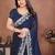 Spellbinding navy blue rangoli silk embroidery zari work indian ceremony saree