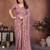 Enticing pink vichitra silk embroidery multi chain work indian designer traditional saree