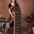 black georgette silk embroidered saree with chain work