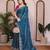 Pleasing blue frendy chiffon embroidery multi sequence work indian party wear saree