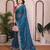 Pleasing blue frendy chiffon embroidery multi sequence work indian party wear saree