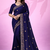 Agreeable blue art silk thread and sequins embroidered indian party wear saree