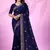 blue art silk embroidered saree with sequin detail