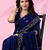 Agreeable blue art silk thread and sequins embroidered indian party wear saree