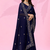 Agreeable blue art silk thread and sequins embroidered indian party wear saree