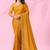 Lovely yellow art silk thread and sequins embroidered indian traditional saree