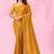 mustard yellow art silk saree with hand embroidery & sequin detailing