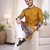 mustard patola foil print dola silk kurta payjama set