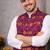 wine jacquard koti kurta pajama set for men