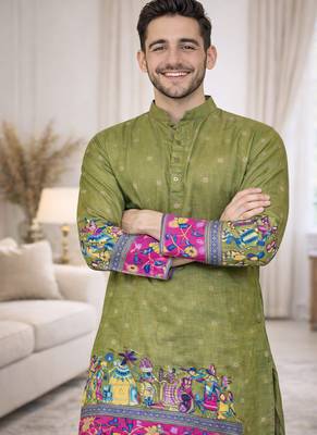 pista color patola print dola silk kurta pajama set 2