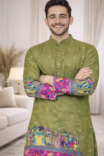 pista color patola print dola silk kurta pajama set