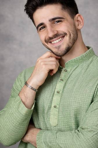 pista green jacquard linen silk kurta pajama set for men