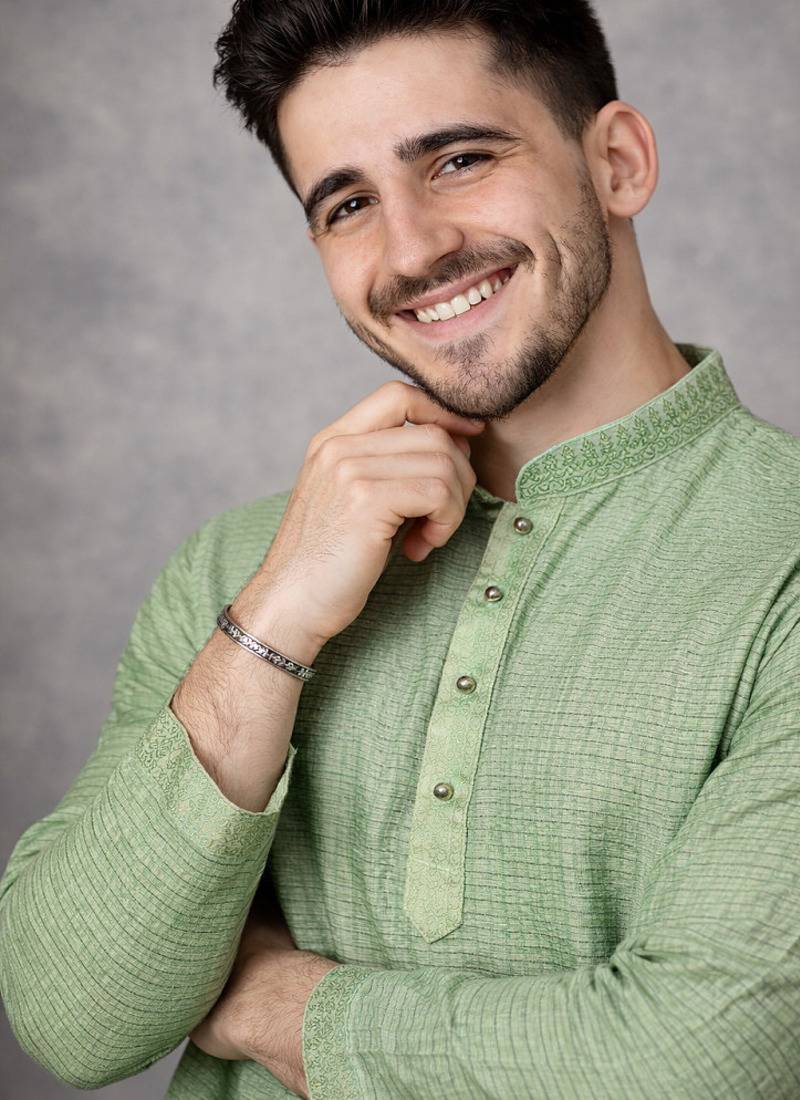 pista green jacquard linen silk kurta pajama set for men