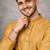 mustard jacquard linen silk kurta pajama set for men
