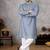 navy blue jacquard linen silk kurta pajama set for men