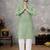 pista green jacquard linen silk kurta pajama set for men