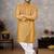 mustard jacquard linen silk kurta pajama set for men