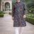 navy blue multicolour foil print cotton kurta pajama set for men