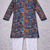 navy blue multicolour foil print cotton kurta pajama set for men