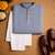 navy blue jacquard linen silk kurta pajama set for men