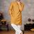 mustard jacquard linen silk kurta pajama set for men