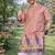 peach patola foil print dola silk kurta pajama for men | festive designer ethnic set