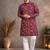 wine geometric multicolour foil print cotton kurta pajama set for men