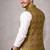 olive jacquard silk koti with cotton kurta pajama set for men | festive nehru jacket outfit