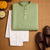 pista green jacquard linen silk kurta pajama set for men