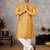 mustard jacquard linen silk kurta pajama set for men