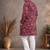 wine geometric multicolour foil print cotton kurta pajama set for men