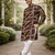 brown multicolor foil print cotton kurta pajama set