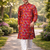 maroon multicolor foil print cotton kurta pajama set
