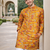yellow multicolor foil print cotton kurta pajama set