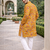yellow multicolor foil print cotton kurta pajama set