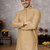 beige color linen silk jacquard weaving kurta pajama set