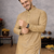 beige color linen silk jacquard weaving kurta pajama set