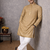 beige color linen silk jacquard weaving kurta pajama set