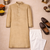 beige color linen silk jacquard weaving kurta pajama set