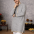 grey color linen silk jacquard weaving kurta pajama set