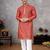 red color linen silk jacquard weaving kurta pajama set