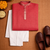 red color linen silk jacquard weaving kurta pajama set