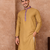 beige color jacquard work linen silk kurta pajama set