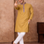 beige color jacquard work linen silk kurta pajama set