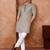 grey color jacquard work linen silk kurta pajama set