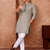 grey color jacquard work linen silk kurta pajama set