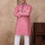 pink color jacquard work linen silk kurta pajama set