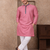 pink color jacquard work linen silk kurta pajama set