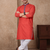 red color jacquard work linen silk kurta pajama set