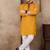 yellow color jacquard work linen silk kurta pajama set
